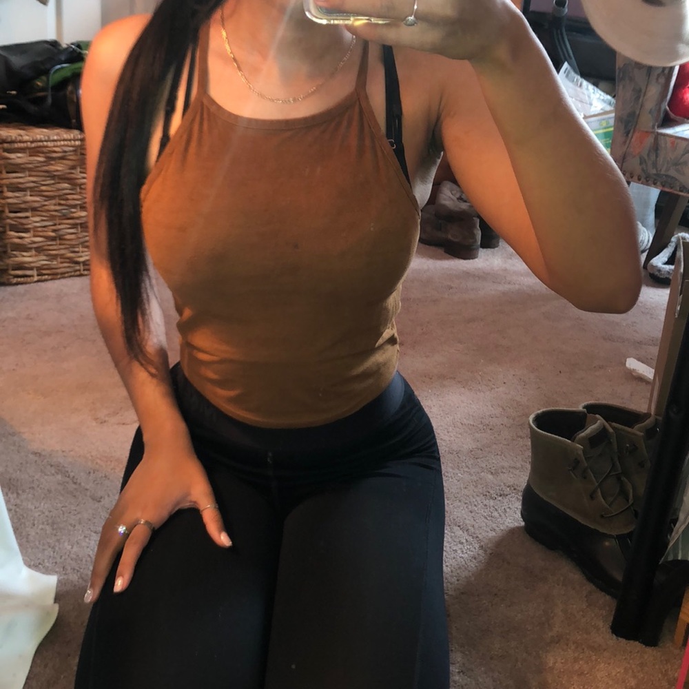 Brown suede crop top